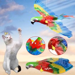 Simulation oiseau interactif chat jouets électrique suspendu aigle oiseau volant chat teasering jouer chat bâton gratter corde chaton chien jouet 240315
