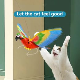 Simulación Bird Interactive Cat Toys Electric Hanging Eagle Flying Teasing Play Stick Scratch Rope Pet 240410