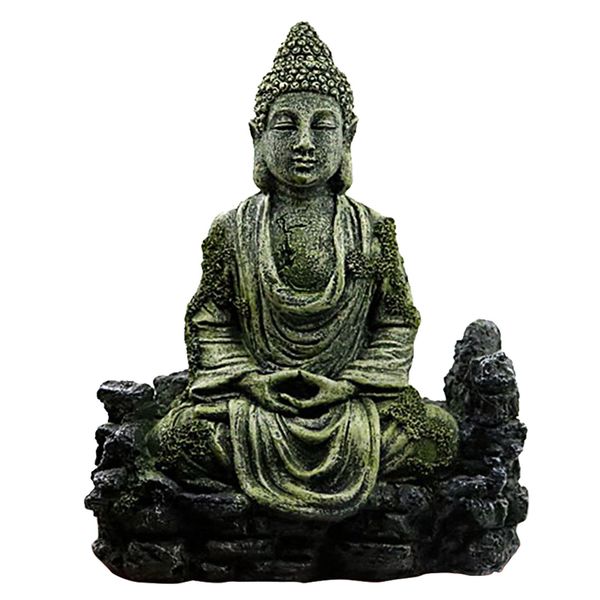 Simulation Bouddha Statue Artisanat Accessoires Cadeaux El Assis Fish Tank Ornement Reptiles Accueil Résine Rium Décoration Y200917