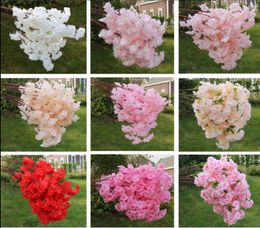 Simulatie kersenbloesem takken decoratieve bloemen 4 en 3 branche peren perzik kleurrijke sneeuw bloem bruiloft decoratie