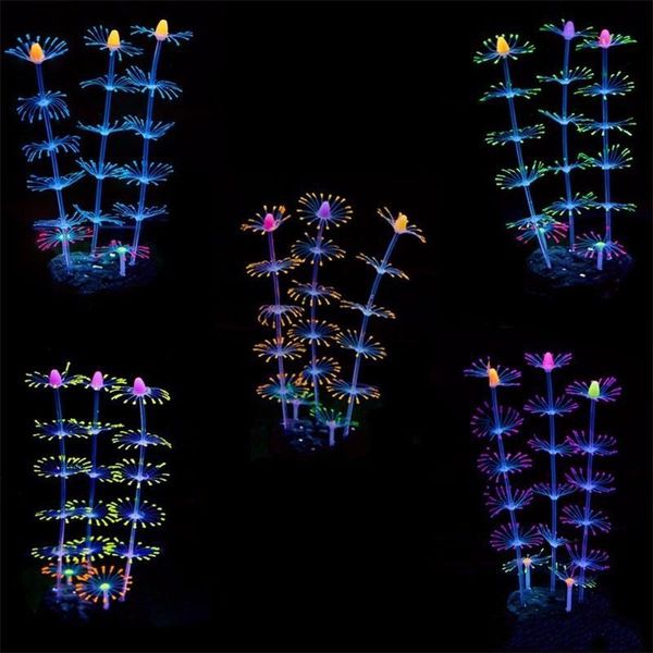 Simulation Coral Night Light Multi Couleur Effet Rougeoyant Silicone Coraux Aquarium Fish Tank Décorer Fournitures Vente Chaude 15wt ff
