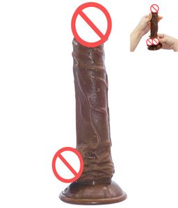 Dildo de simulation avec aspiration des tasses flexibles à grande tête de pénis brun moule mouleux stimulateur de clitor vaginal toys sexuels érotiques pour femmes9416224