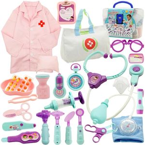 Simulatie Doctor Uniform Nurse Working Toys for Children doet alsof spelen kinderen stethoscoop rolspel cadeau ziekenhuis accessoires 240410