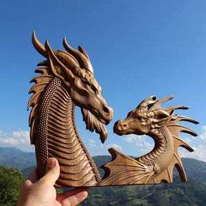 Simulation Double Dragon Statue de résine chinoise Figures de dragon fantastiques sculptures animaux décoration de jardin Ornements 240429