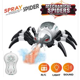 Simulatie Elektrische afstandsbediening Spuit Spider Light Music Animal Dancing Mechanische Dinosaur Children Wireless RC Pet Toy Gift 240408