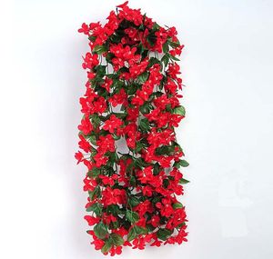 Simulation flower rattan basket Chlorophytum violet wall hanging wedding home decorations artificial flower vine