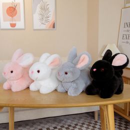 Simulatie Fluffy Rabbit Plush Toy Lifely Bunny Doll Soft Stuffed Animal Pendant Key Chain Birthday Cadeau voor kinderen Kinderkamer Decoratie