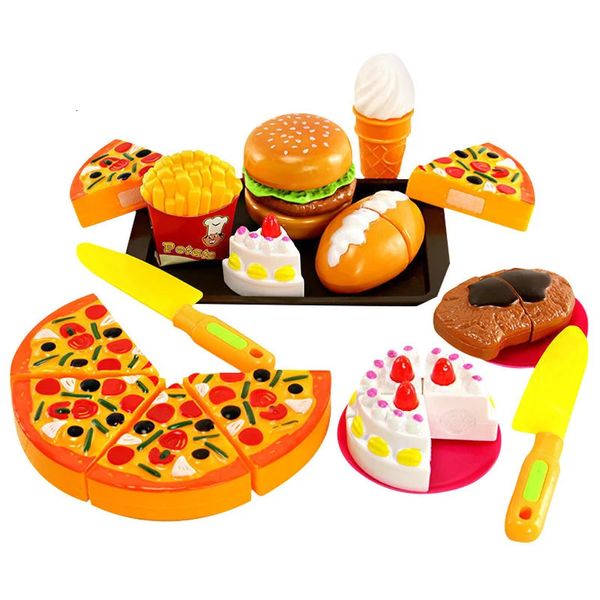 Simulación Food Children Feating Kitchen Toys Hamburger Steak Pizza Plate Fast Juego para jugar Juego de niños 240416