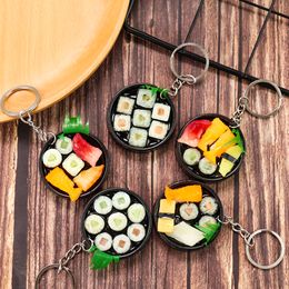 Simulatie Food Keychain Hanger Funny Gift Sushi Seafood Tempura Lunch Box Sashimi Toys Party Parp Couple Car Bag Key Rings