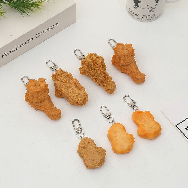 Porte-clés de pépites de cuisses de poulet frites pour hommes et femmes, porte-clés créatif et amusant, bijoux, accessoires cadeaux