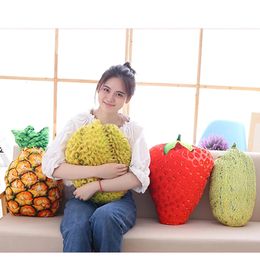 Simulación de frutas y verduras Almohada Cojín Felpa Fresa Piña Tomate Berenjena Calabaza Durian Melón Peluches 240308