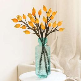 Simulation de branche de Loquat de fruits en plastique, grande décoration de maison, ornements de fenêtre de centre commercial, fausses Branches de fleurs es