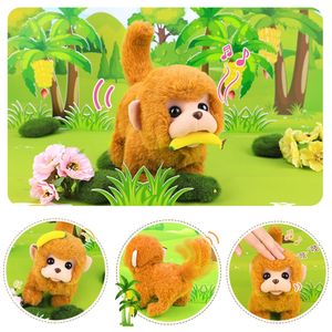 Simulation drôle singe électrique peluche jouets baby caricot animal poupées en peluche mignons enfants doux filles cadeau d'anniversaire de Noël 240401