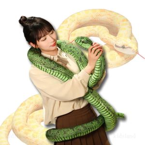 Simulation géant python peluche jouet long serpent jaune orange vert python peluche jouet décoré house de vacances décoration trick accessoires 240422