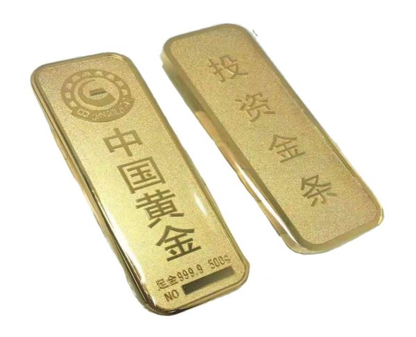 Simulation Gold Brick Pure Copper Gilded Full poids échantillon Gold Bar accessoires Banque Banque Decoration décoration décorat3051450