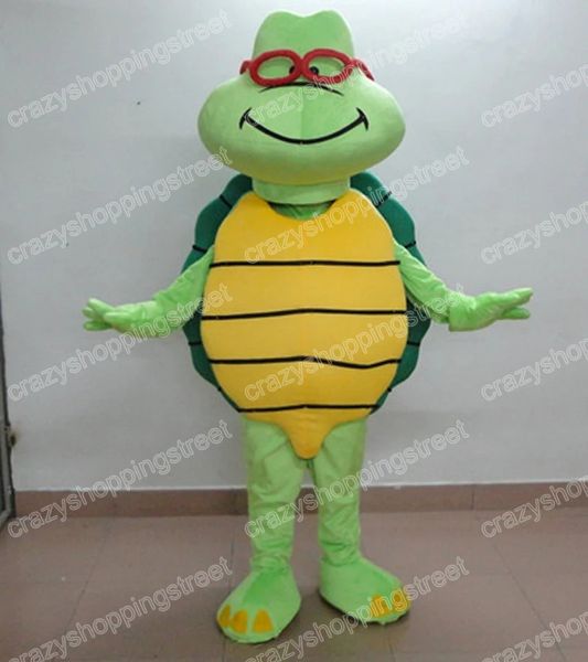 Simulation Green Turtle Mascot Costume Cartoon Characon Oprifits Halloween Christmas Fancy Femme Taille Adult Anniversaire Outdoor tenue costume