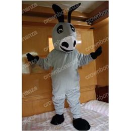 Simulation Grey Donkey Mascot Costumes Cartoon Carnival Unisexe Adults Tenue d'anniversaire Party Halloween Christmas Outdoor Tépail