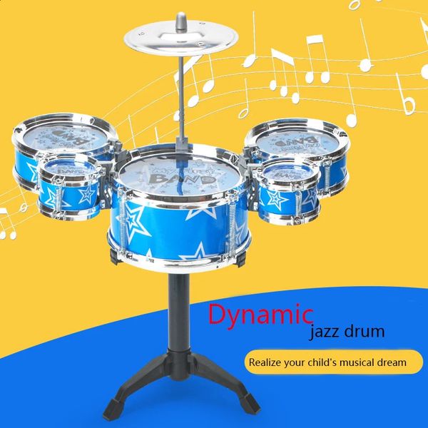 Simulación de música de tambor de Jazz con 5 juegos de tambores, instrumentos musicales, juguetes, palos de platillo, juego de roca, instrumento de mano, juguete 240124