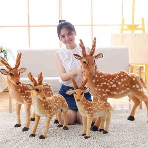 Simulatie Kinderen Gevulde Sika Deer Toys Plush Animal Deer Dolls Ldren Playmate Kids Birthday Gift Home Decoratie J220729