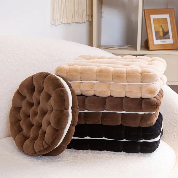 Simulation petit coussin de poupée biscuits farcis rond biscuit peluche toys créatifs de chaise d'oreiller souple