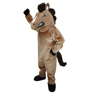 Simulatie Mooi bruin paard mascotte kostuum stripfiguur outfits Halloween kerst fancy feestjurk volwassen grootte verjaardag outdoor outfit pak