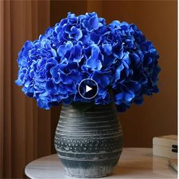 Simulação maiorca flor artificial grande 5 hortênsia pano de seda casa sala estar decoração mesa casamento flor falsa azul