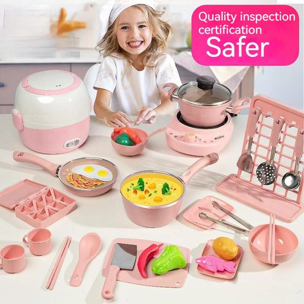 Simulación Mini cocina realmente cocinar pequeños utensilios niño aprender educación temprana juguetes para jugar a las casitas para niñas 231228