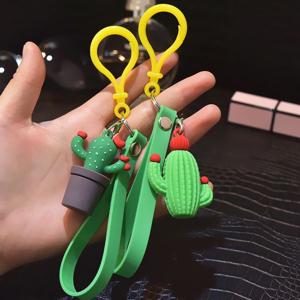 Simulation mini en pot porte-clés cactus porte-clés voiture plante cactus silicone porte-clés chaud cadeau bijoux en gros K2372