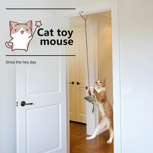 Simulation souris chat jouet drôle auto-hey porte suspendue rétractable chat bâton gratter corde souris chat interactif jouet chat fournitures