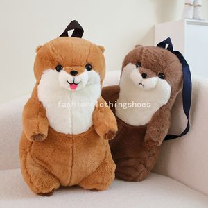 Simulatie Otter Backpack Plush Toys Soft Stuled Cartoon Doll Lutra Animal Toy Creative Gift for Boys Girls