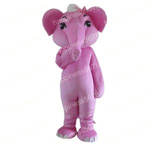 Simulation Rose Éléphant Mascotte Costumes Haute qualité Personnage De Dessin Animé Costume Costume Halloween Adultes Taille Fête D'anniversaire En Plein Air Festival Robe