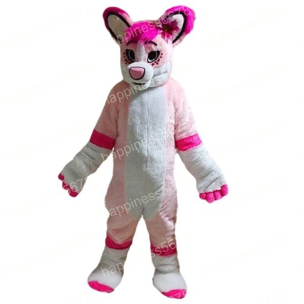 Simulation rose Husky Fox chien mascotte Costumes de haute qualité personnage de dessin animé tenue costume Halloween adultes taille fête d'anniversaire robe de festival en plein air