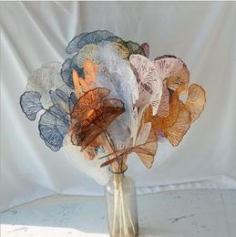 Simulatie plastic decoratieve bloemen enkele tak ginkgo blad bruiloft hal decoratie arrangement bos bloem materiaal zacht