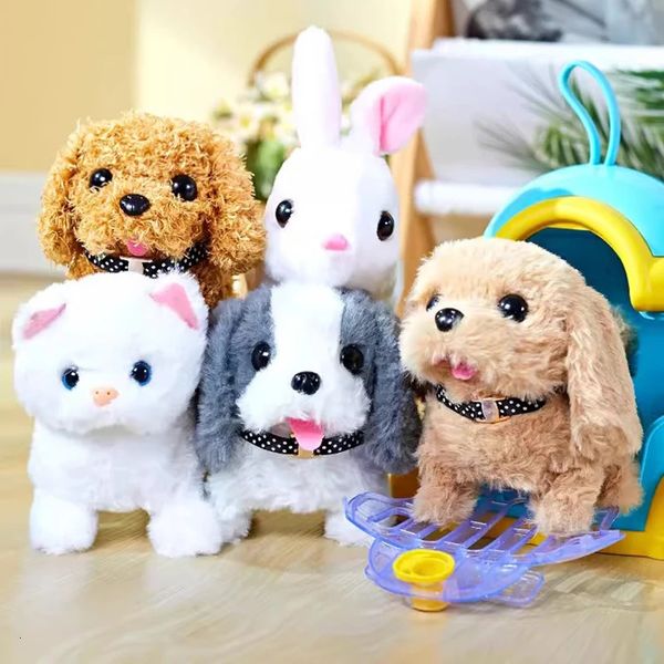 Simulation toys en peluche jouer à la maison ensemble électrique dessin animé chien chat lapin pour animaux de compagnie Poll Interactive Doll éducatif jouet pour les enfants 240420