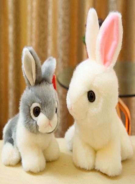 Simulación de conejo, animales de peluche, esponjoso, suave, de alta calidad, gris, blanco, conejito, estilo natural, juguete de peluche, regalo para bebé 4317192