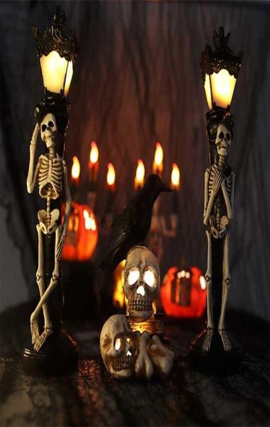 Simulation Résine du crâne décoration Light Party Loget Layout accessoires Halloween Street lampe squelette lampe décorative pour la décoration intérieure 2202194809