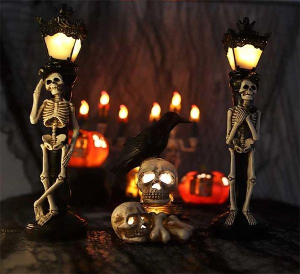 Simulation Résine du crâne décoration Light Party Loget Layout accessoires Halloween Street lampe squelette lampe décorative pour la décoration intérieure 2202952822