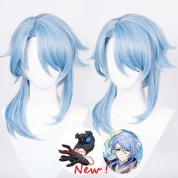 Simulation du cuir chevelu Genshin Impact Kamisato Ayato Cosplay perruque Anime Cosplay perruque résistant à la chaleur synthétique Ayaka frère Ayato Wigscosplay