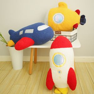 Simulation sous-marin fusée avion jouets en peluche enfants dormir dos coussin doux avion peluche oreiller poupées cadeaux LA557