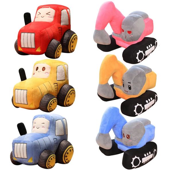 Simulación Tractor Excavadora Peluches Kawaii Coche Muñecas Relleno Suave Vehículo Almohada Creativo Regalo de Cumpleaños de Navidad para Niños 240118