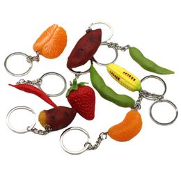 Simulatie Groente sleutelhanger hanger feest voorstander van aardbei oranje fruit sleutelhangers creatieve geschenken sleutelhanger sleutelhanger