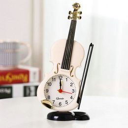 Simulación Violín Reloj despertador Instrumento musical creativo Mesa de modelado Adornos para el salón Decoración de escritorio RRA330