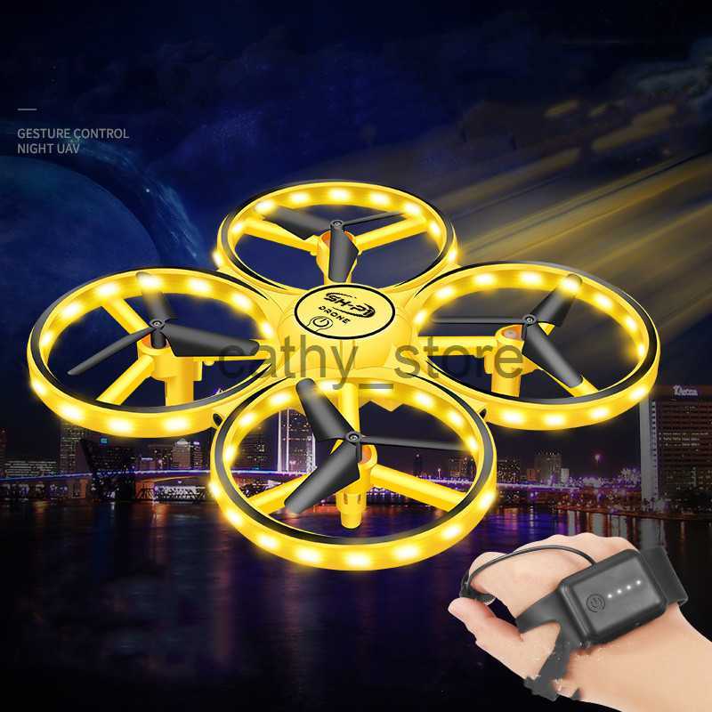 Simulators 2023New RC Mini Quadcopter Induction Drone Smart Watch Remote Sensing Gesture Aircraft UFO Hand Control Drone Altitude Hold Kids x0831