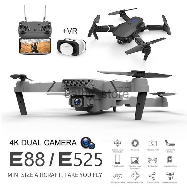 Simuladores E88 Easy Fly FPV VR Mini Drone Fotografía aérea Cuadricóptero plegable de largo alcance con cámara Control remoto Helicóptero Juguetes Regalo x0831