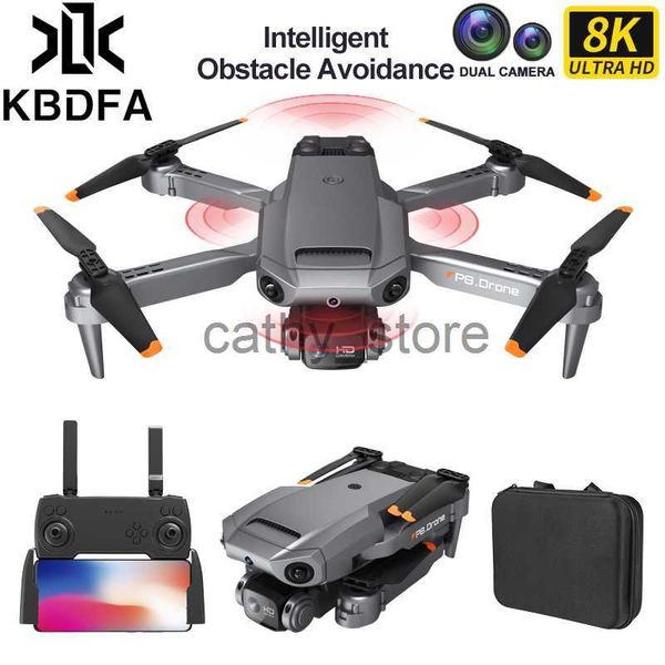 Simulateurs KBDFA P8 Drone 8K avec ESC HD double caméra 4K 5G Wifi FPV 360 évitement complet des obstacles flux optique Hover pliable Quadcopter jouets x0831