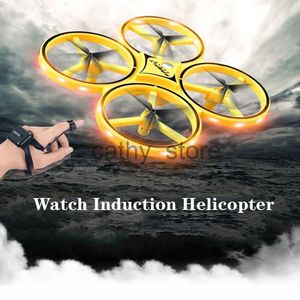 Simulateurs Mini RC Montre UFO Drone avec LED Gesture Détection Quadcopter Induction Altitude Hold Hélicoptère Dron Cadeaux Jouets pour garçons x0831