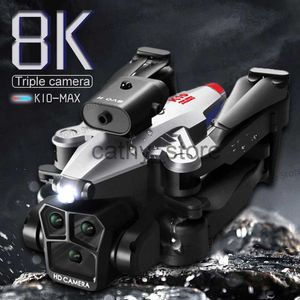 Simulators Nieuwe K10 max Drone Drie camera's 4K Professionele 8K HD Camera Obstakel vermijden Luchtfotografie Opvouwbare Quadcopter Cadeau Speelgoed x0831