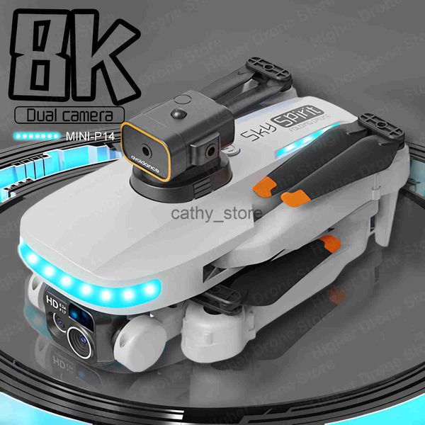 Simuladores Nuevo P14 Mini Drone 4k Profesional 8K HD Cámara Evitación de obstáculos Fotografía aérea Flujo óptico Plegable Quadcopter Regalos Juguetes x0831