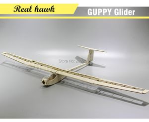 Simulateurs d'avions RC, Kit en bois de Balsa découpé au Laser, envergure de 1040mm, cadre de planeur GUPPY sans couvercle, kit de construction de maquettes, modèle Woodiness PLANE 230131