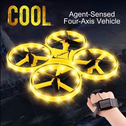 Simulators UFO RC Mini Quadcopter Inductie Drone Smart Watch Remote Sensing Gestuurvliegtuig Handbestrijding Drone Hoogte Hold Kids